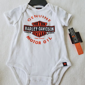 Harley Davidson White One-Piece 0/3 M Newborn